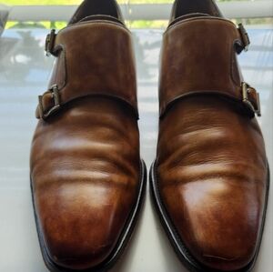 Magnanni Cognac Brown Double Monk Oxfords with Classic Elegance
